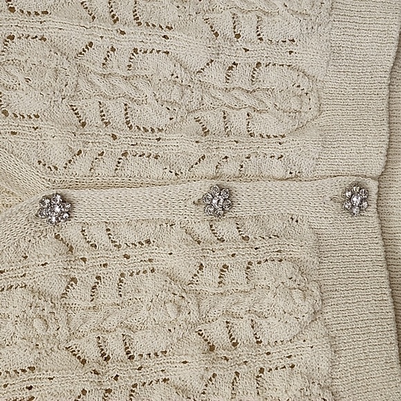 Zara Women's Knit Waistcoat Bejeweled Button Ivory Cream Vest Sz S - Picture 7 of 16